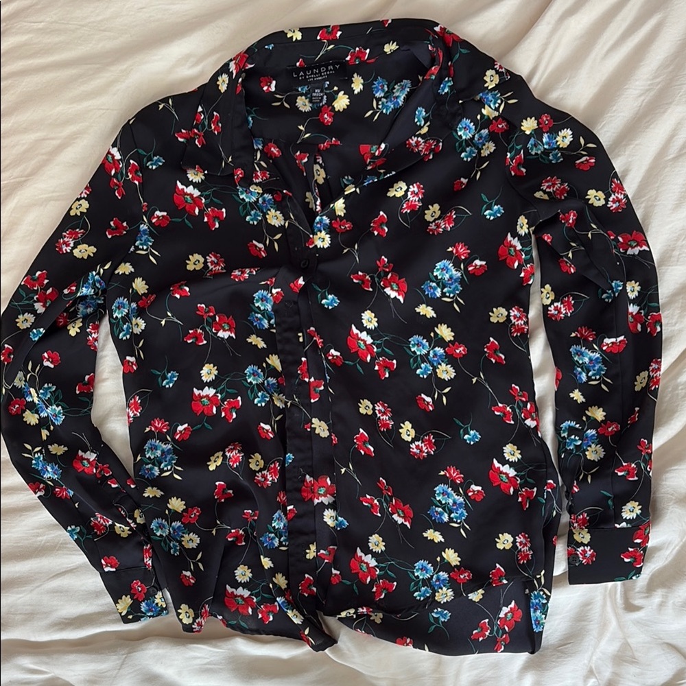 Laundry By Shelli Segal Black Floral Blouse